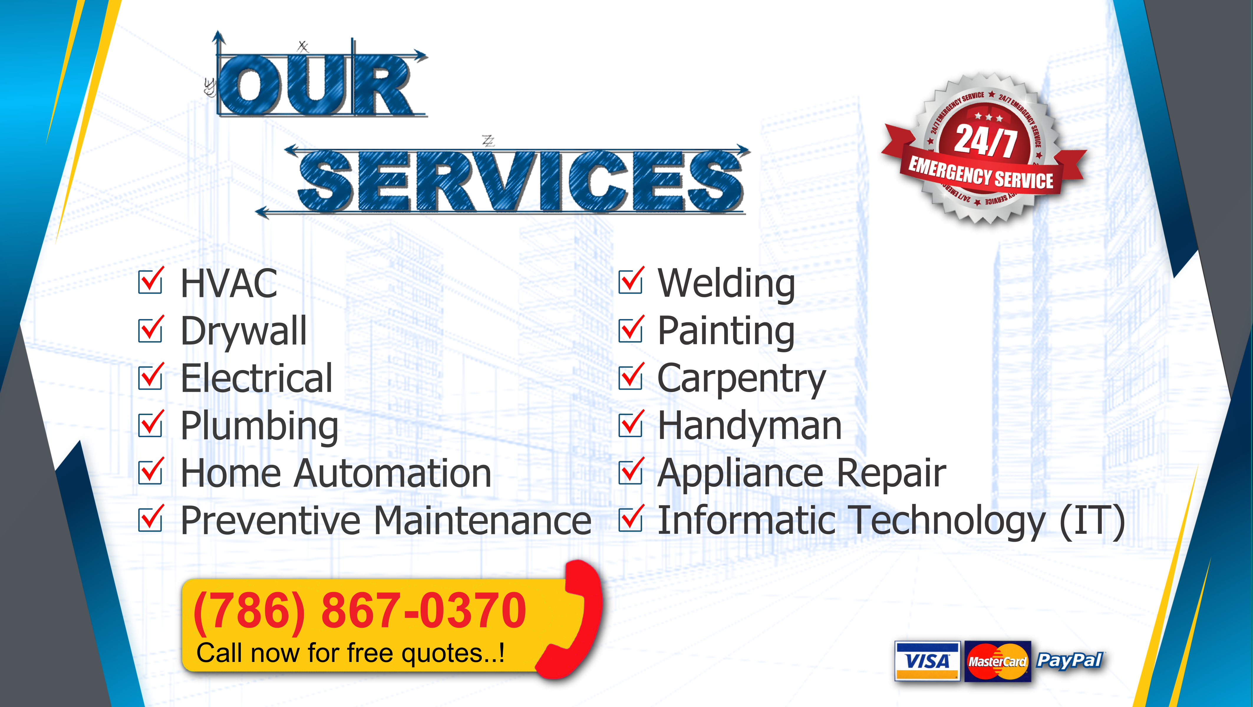 Back side of Rander Premium Technical Services LLC business card